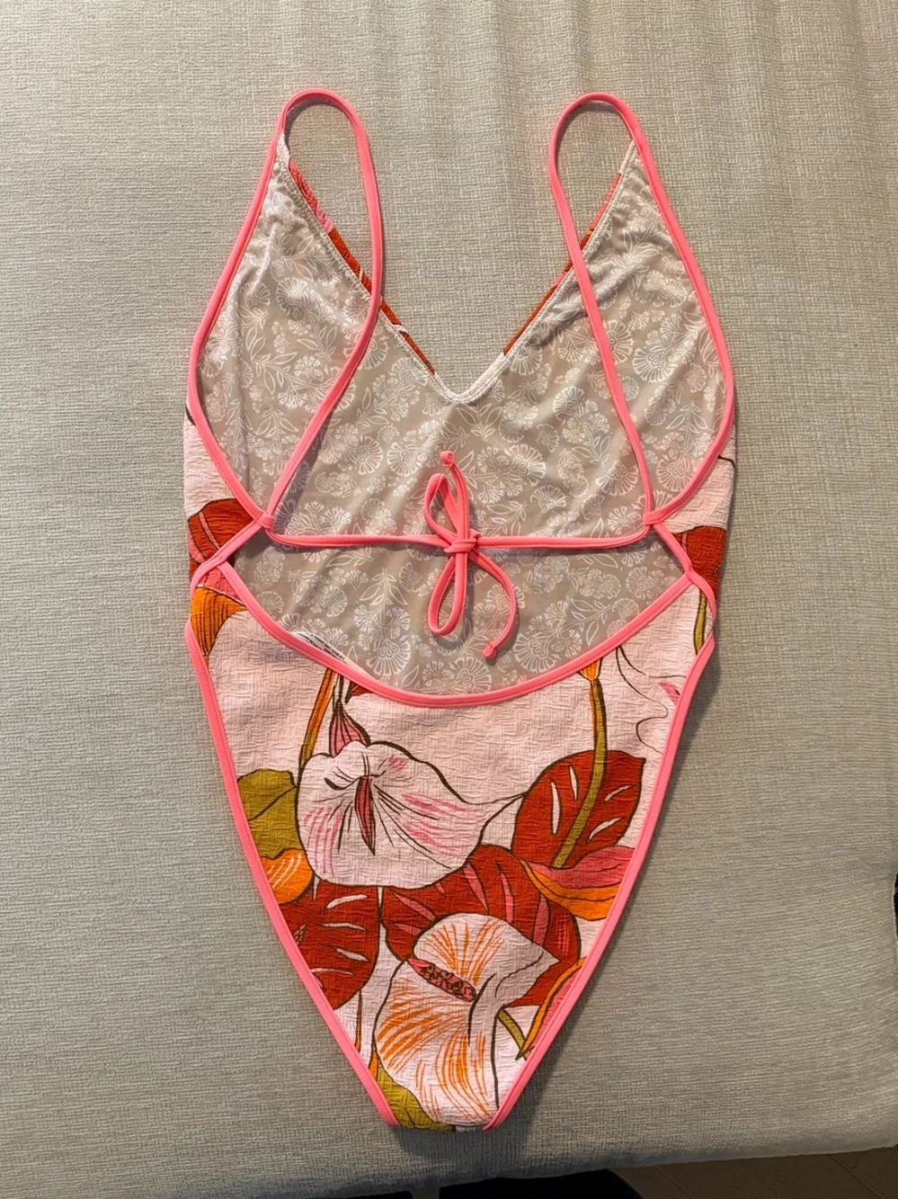Free People Free-est Amber Printed One Piece Swimsuit Pura Vida Blush XL NEW NWT